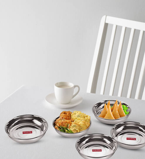 Designer Steel Dishes / Plates - 6 Pcs Set - Small.