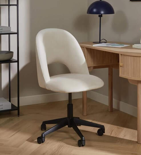 Deva Velvet Guest Chair In Off White Colour