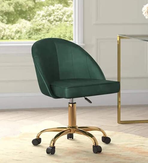 Deva Velvet Guest Chair In Green Colour
