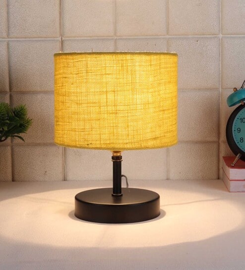 Devansh Iron Table Lamp With Yellow Jute Shade by New Era