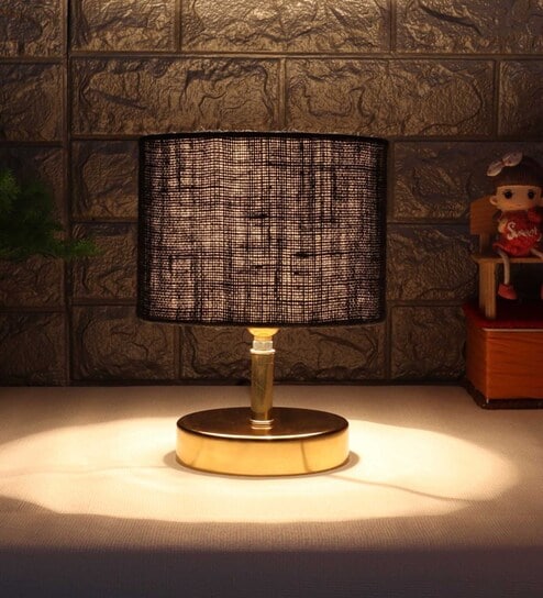 Devansh Metal table lamp with Black Jute Shade by New Era
