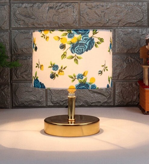 Devansh Metal table lamp with Multicolor  cotton  Shade by New Era