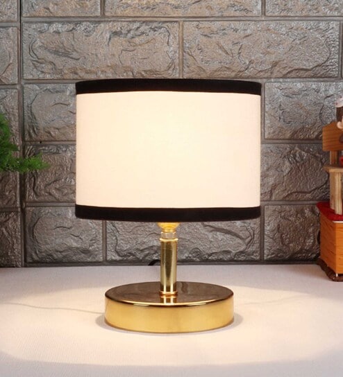 Erika Multicolour Cottan Fabric Shade Night Lamp With Metal Base By New Era