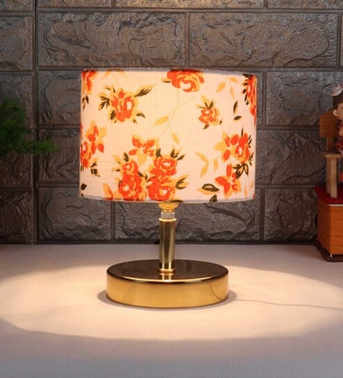 Devansh Metal table lamp with Multicolor  cotton  Shade by New Era