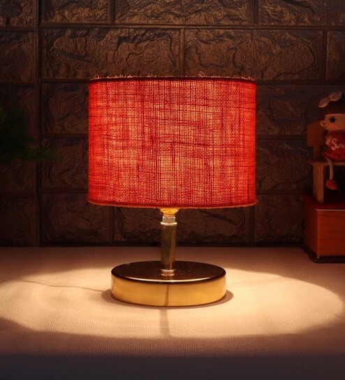 Montage Orange Jute Shade Night Lamp With Metal Base By New Era