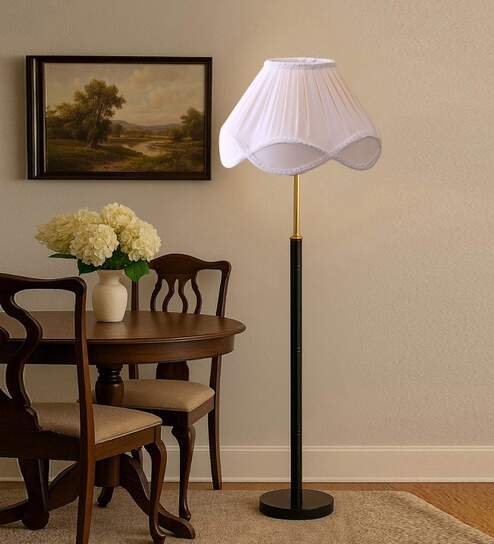 Devansh Vintage Pleated off-white Soft Back with Wood Base