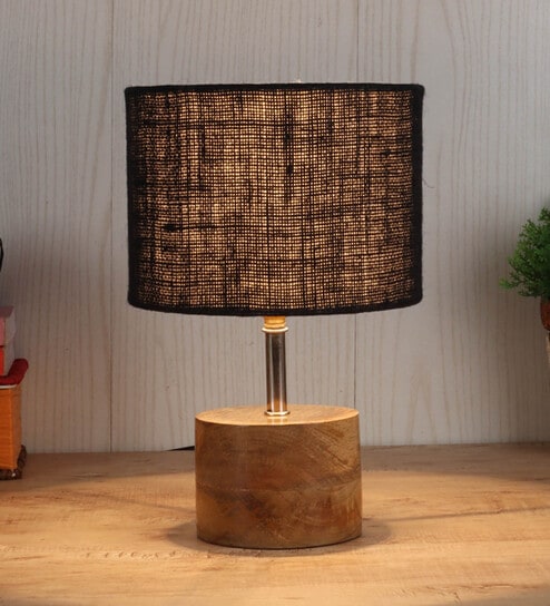 Devansh Wood Table Lamp With Black Jute Shade by New Era
