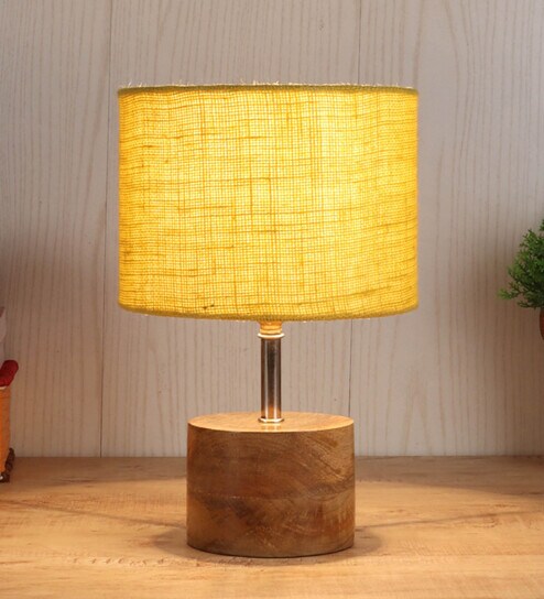 Devansh Wood Table Lamp With Yellow Jute Shade by New Era