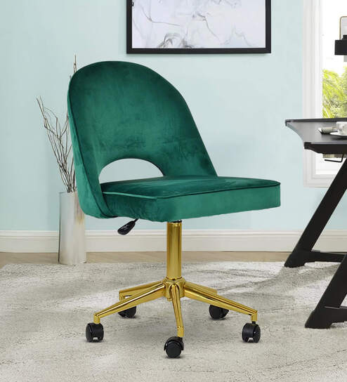 Devas Leatherette Guest Chair In Green Colour