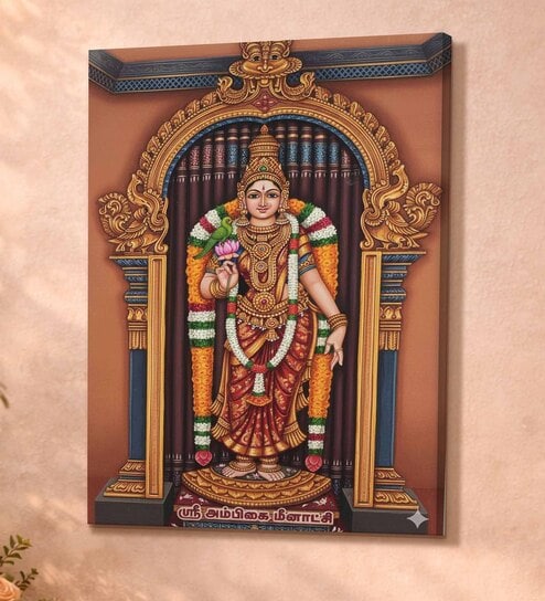 Devi Meenakshi Tanjore Stretched Canvas Painting