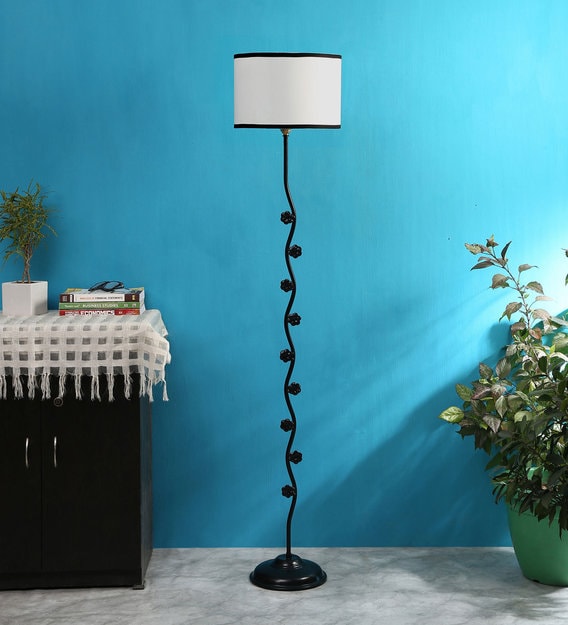 Buy Designer Tikli Multicolor Cotton Shade Floor Lamp With Black Base By New Era Online Modern And Contemporary Floor Lamps Floor Lamps Lamps Lighting Pepperfry Product
