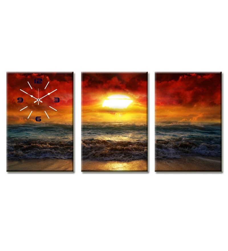 Design O Vista Three Panel Framed Ocean Painting With Wall 