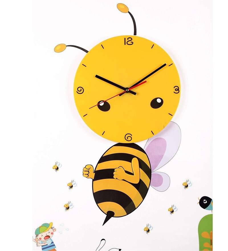 Buy Decal Honey Bee Cartoon DIY 3D Sticker Wall Clock by the Tickle Toe Online Kids Wall