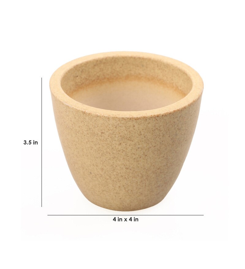 Buy Cream Ceramic Small Table Top Planter, Set of 2 by Decardo Online