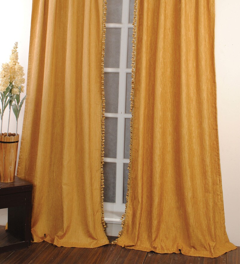 Buy Deco Window Gold Polyester 42 X 96 Inch Door Curtain Set Of