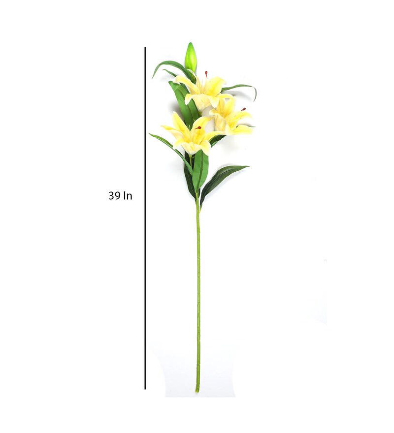Buy Yellow Polyurethane Lily Artificial Flower, Pack of 2 by