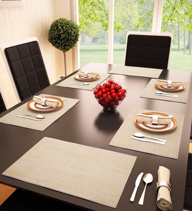 Buy Beige PVC Solid Placemats Set of 6 by Decorika Online Placemats