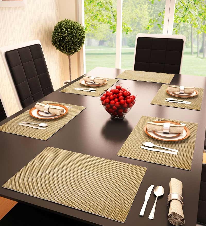 Buy Yellow PVC Solid Placemats Set of 6 by Decorika Online - Placemats