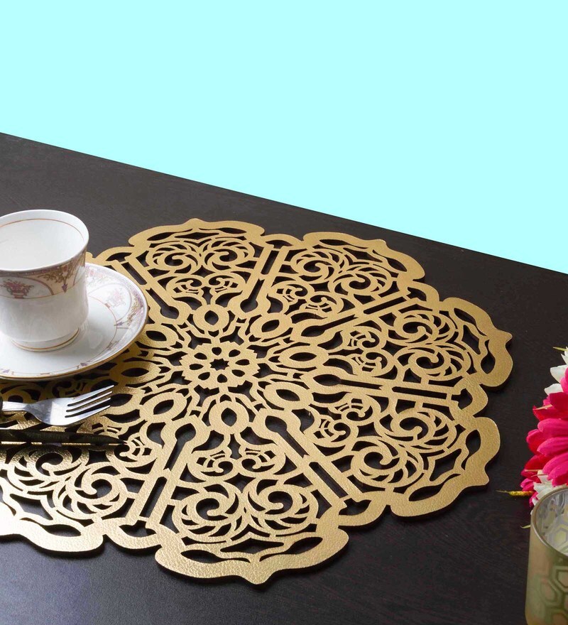 Buy Gold MDF Abstract Placemat by Tiansh Online Placemats Placemats