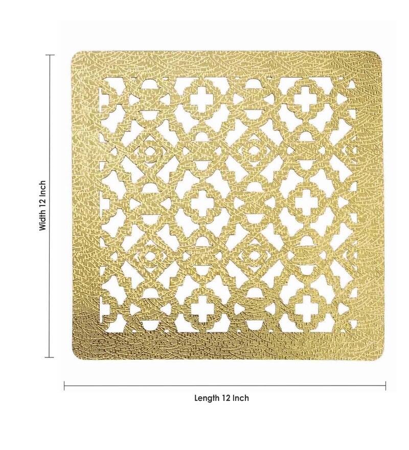 Buy Gold Synthetic Leather Abstract Placemats Set of 2 by Tiansh Online