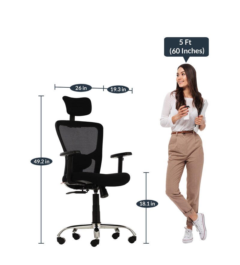 Buy Define Ergonomic Chair in Black Colour by Durian Online High Back Ergonomic Chairs