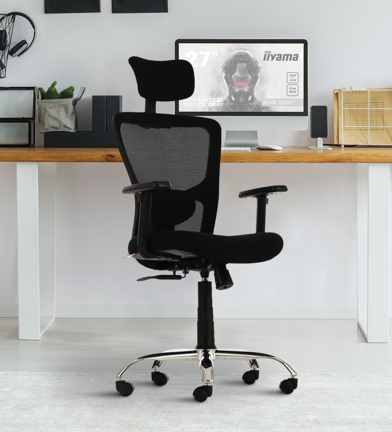 Buy Define Ergonomic Chair in Black Colour by Durian Online High Back