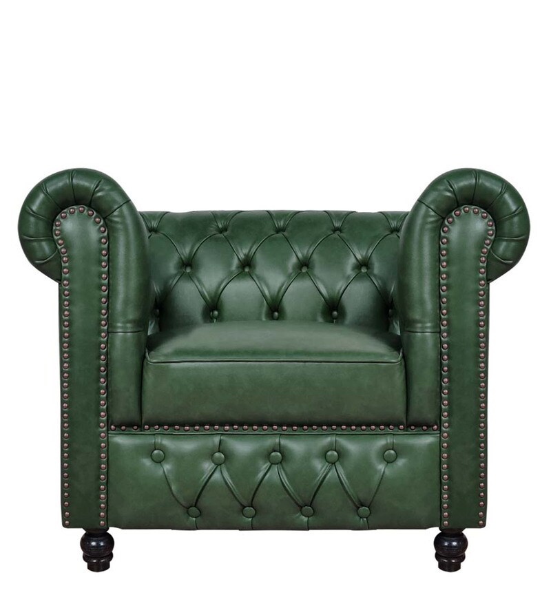Buy Viterbo Chesterfield 1 Seater Sofa In Olive Green Finish By Comfy