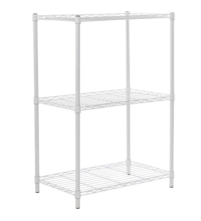 Buy Denham 3 Shelf Metal Kitchen Racks White Colour by Tunehome Online ...