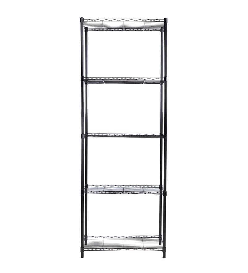 Buy Denham 5 Shelf Metal Kitchen Racks Black Colour by Tunehome Online Microwave Stand