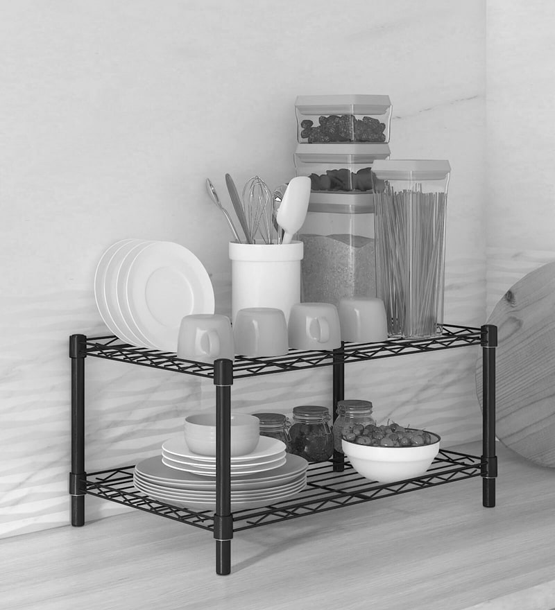 Buy Denham Kitchen Metal Racks Basic Without Oven Space In Black Colour