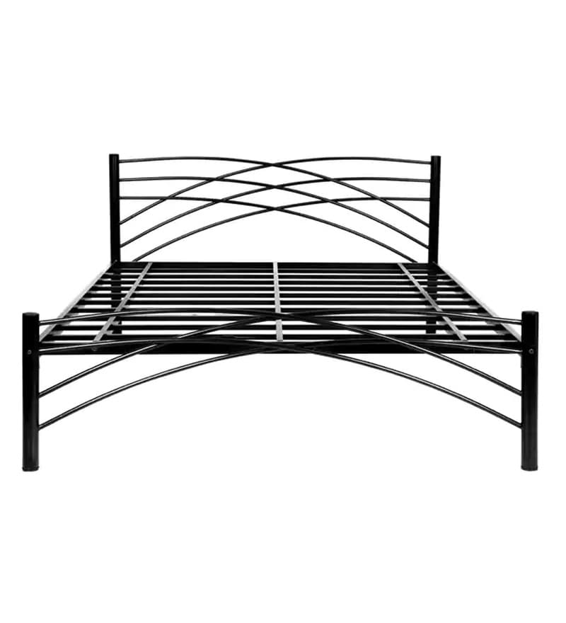 Buy Metallika Denver Queen Size Bed in Black Finish by FurnitureKraft