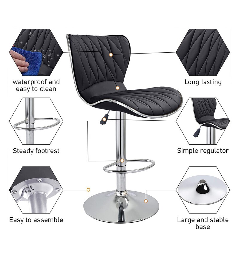 Buy Denver Revolving Bar Stool in Black By Chairwale Online