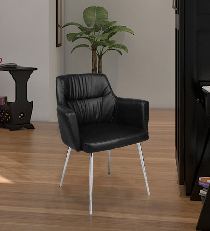 Designer Chair With Ms Chrome Legs In Black Leatherette By Ventura