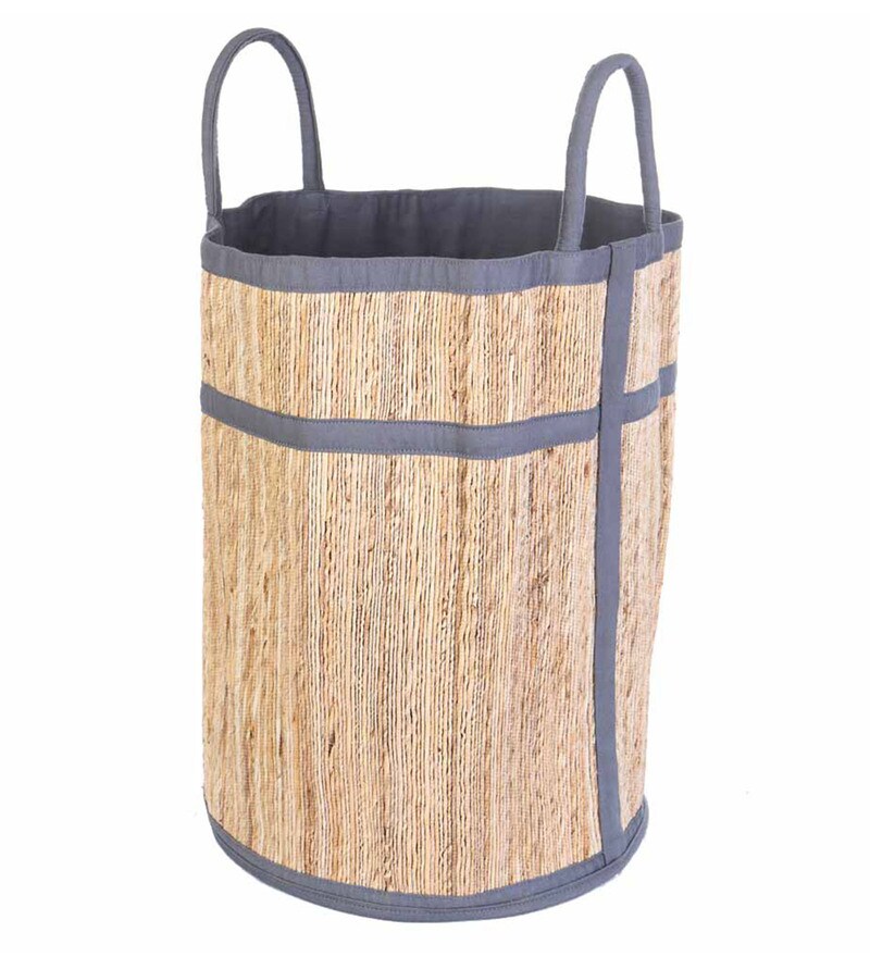 Buy Deziworkz Handcrafted Large Jute 40 L Grey Laundry Basket Online Cane Laundry Baskets Bath Homeware Pepperfry Product
