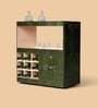 Debonair Croco Leather Bar Trolley in Olive Green Finish