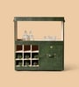 Debonair Croco Leather Bar Trolley in Olive Green Finish