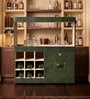 Debonair Croco Leather Bar Trolley in Olive Green Finish