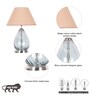 Decade Blue Luster Glass And Metal Table Lamp With Beige Cotton Shade