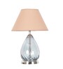 Decade Blue Luster Glass And Metal Table Lamp With Beige Cotton Shade