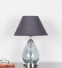 Decade Blue Luster Glass And Metal Table Lamp With Black Cotton Shade