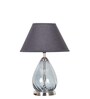 Decade Blue Luster Glass And Metal Table Lamp With Black Cotton Shade
