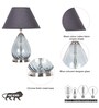 Decade Blue Luster Glass And Metal Table Lamp With Black Cotton Shade