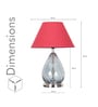Decade Blue Luster Glass And Metal Table Lamp With Maroon Cotton Shade