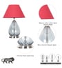 Decade Blue Luster Glass And Metal Table Lamp With Maroon Cotton Shade