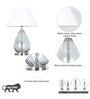 Decade Blue Luster Glass And Metal Table Lamp With White Cotton Shade