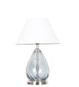 Decade Blue Luster Glass And Metal Table Lamp With White Cotton Shade