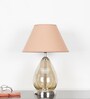 Decade Smoke Luster Glass And Metal Table Lamp With Beige Cotton Shade