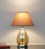 Decade Smoke Luster Glass And Metal Table Lamp With Beige Cotton Shade