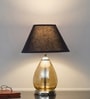 Decade Smoke Luster Glass And Metal Table Lamp With Black Cotton Shade