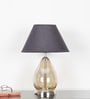 Decade Smoke Luster Glass And Metal Table Lamp With Black Cotton Shade